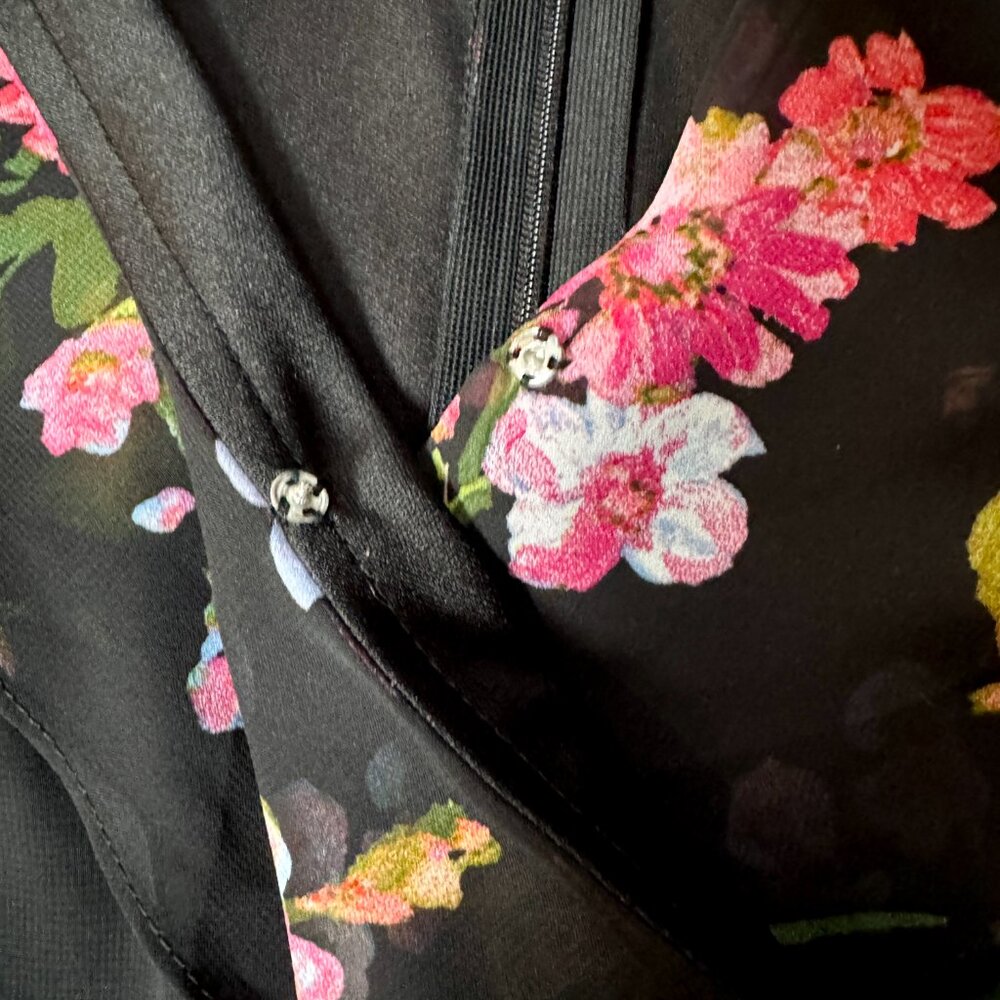 Lulus Blooming Love Black Floral Print Jumpsuit Ruffled Chiffon Women's Size S - Picture 10 of 11